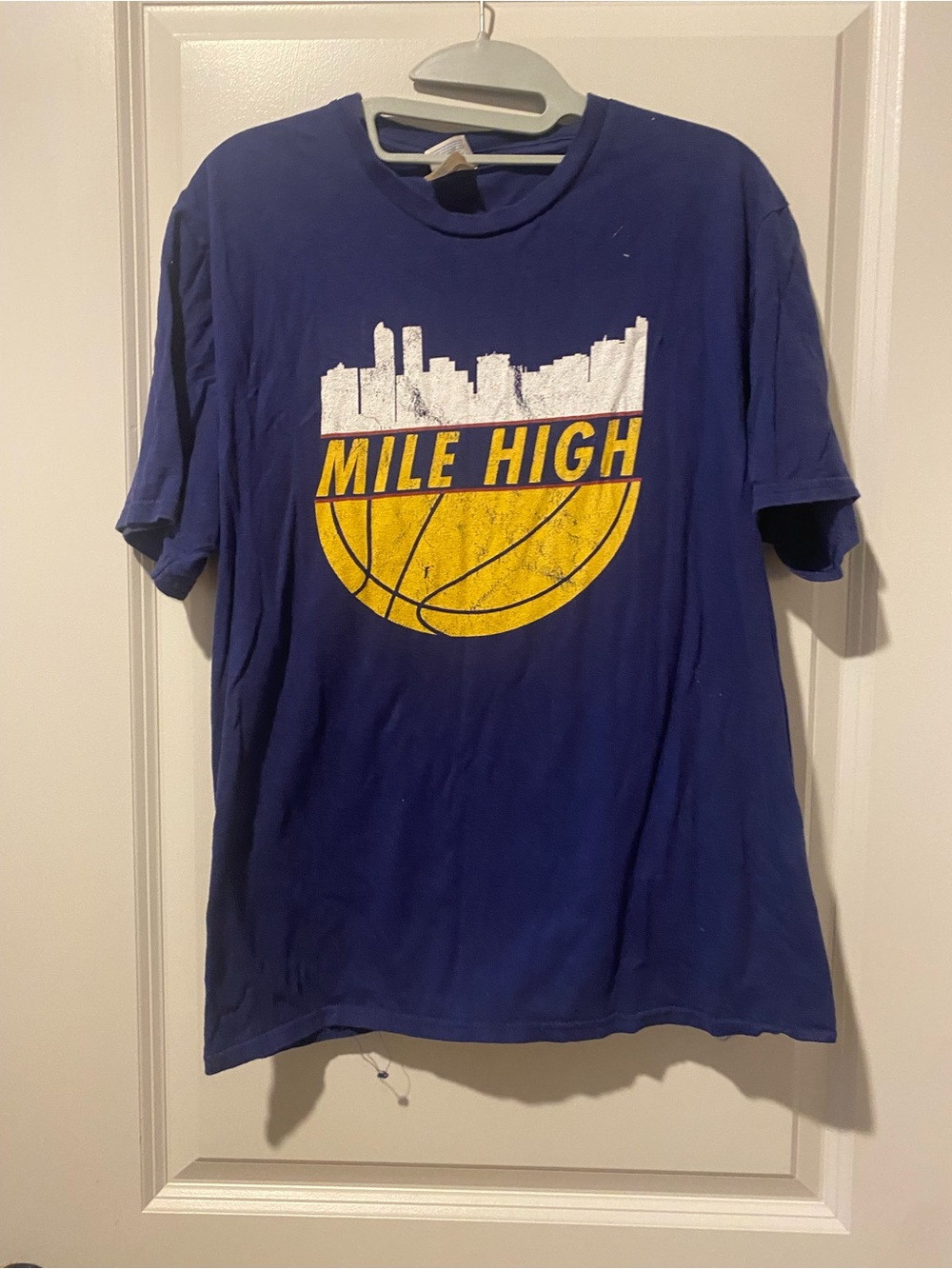 Denver Nuggets Mile High Graphic Tee - Blue with Yellow Print